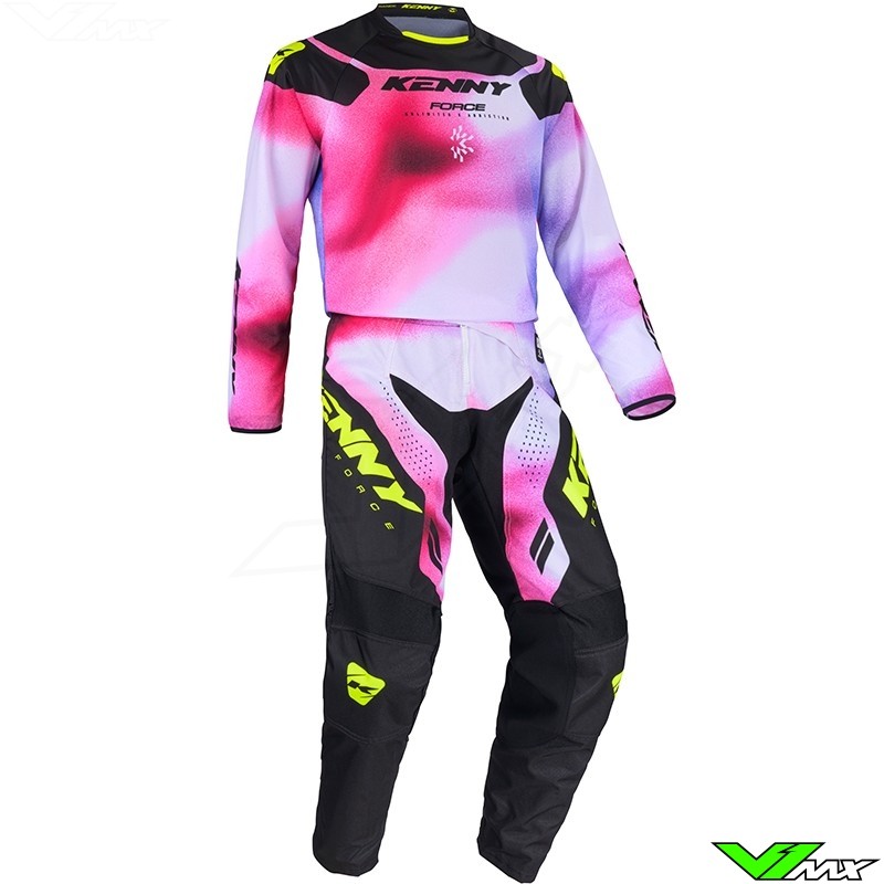 Kenny Track Force Motocross Gear Combo Fog Fluo Yellow Pink