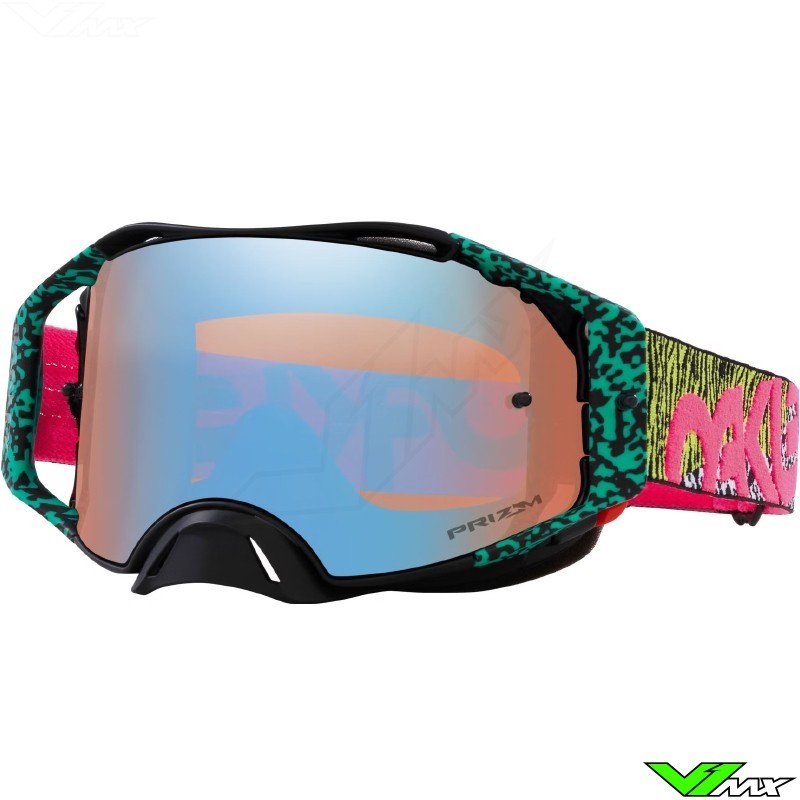 Oakley Airbrake Bengal Motocross Goggle - Green / Yellow / Pink / Prizm Sapphire Lens