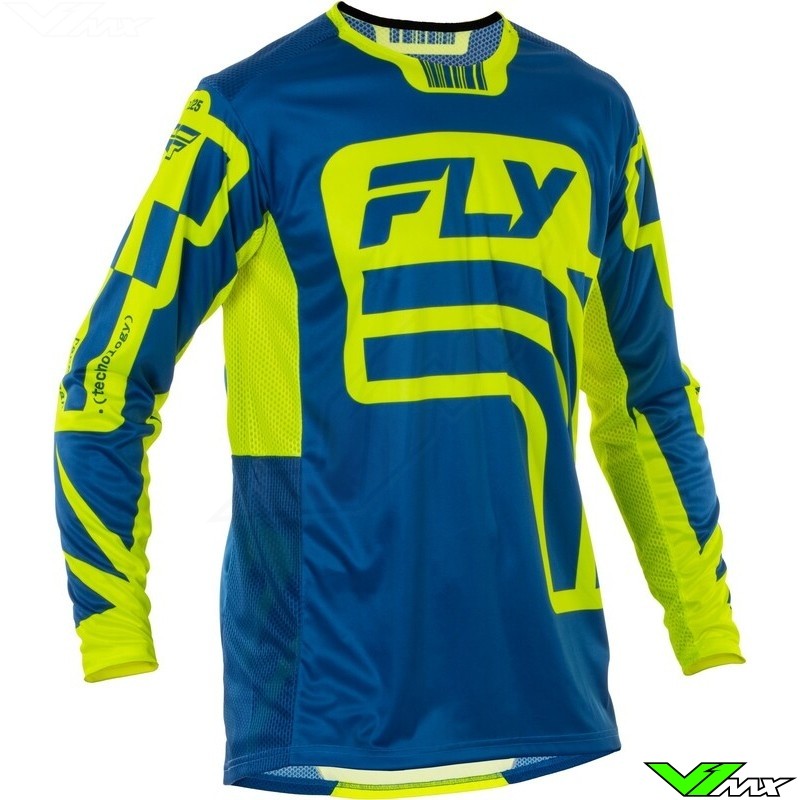 Fly Racing Lite Lancer 2025 Cross shirt - Navy / Fluo Geel