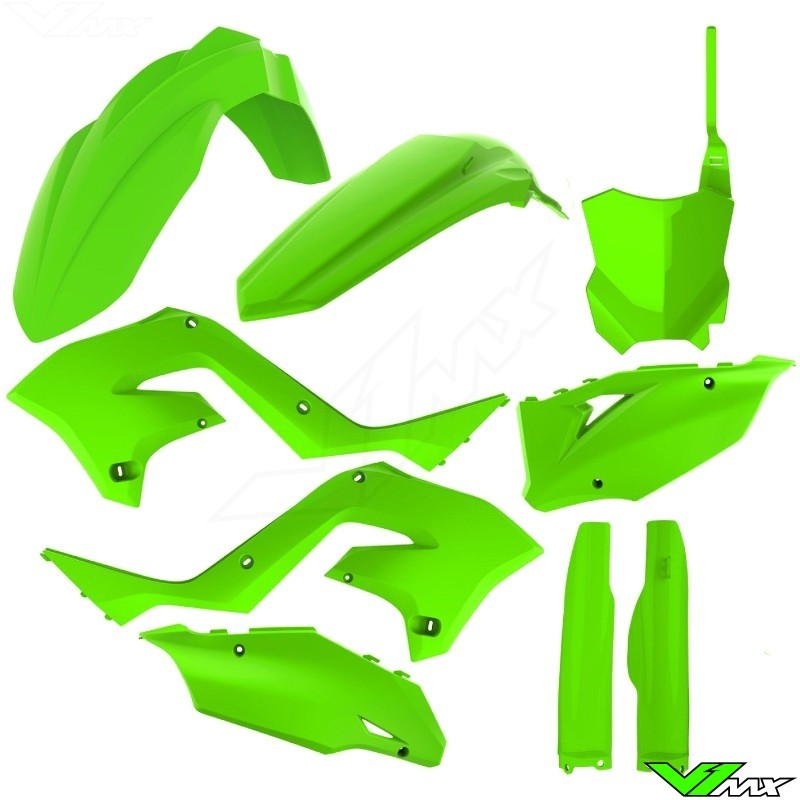Polisport Restyle Plastic Kit Lime Green - Kawasaki KX125 KX250