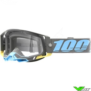 100% Racecraft 2 Trinidad Crossbril - Grijs / Blauw / Heldere Lens