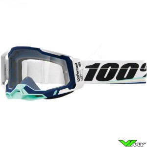 100% Racecraft 2 Arsham Crossbril - Blauw / Wit / Heldere Lens