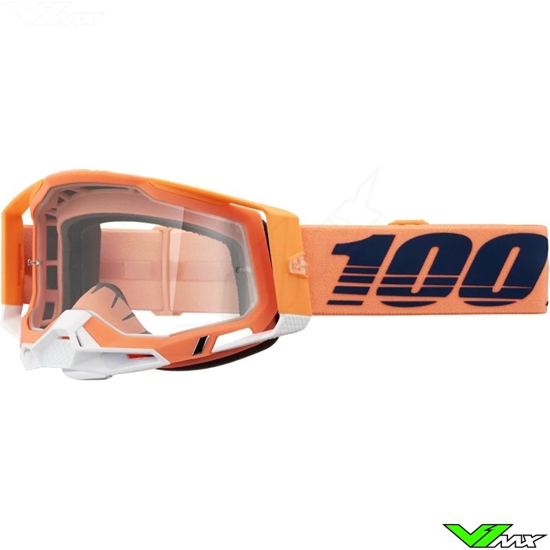 100% Racecraft 2 Coral Crossbril - Oranje / Heldere Lens