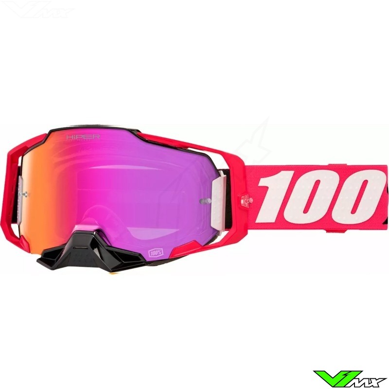 100% Armega Crossbril - Kloug / Hiper Mirror Donker Rood Lens