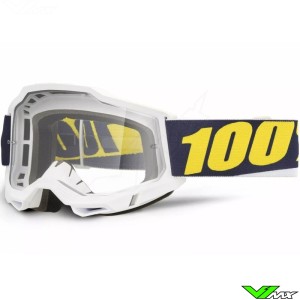 100% Accuri 2 Motocross Goggle - Torc / White / Yellow / Clear Lens