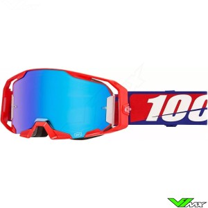 100% Armatic Crossbril - Best / Blauw / Rood / Blauwe Spiegellens