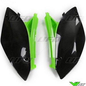 UFO Side Number Plate Black Green - Kawasaki KXF250