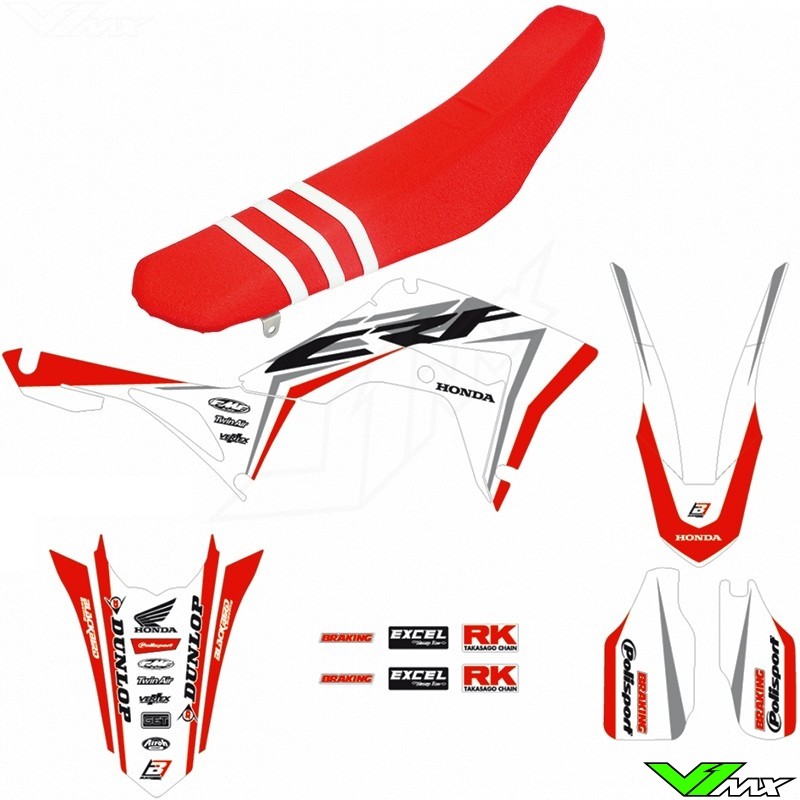 Blackbird Super White Graphic Kit and Seatcover - Honda CRF250R