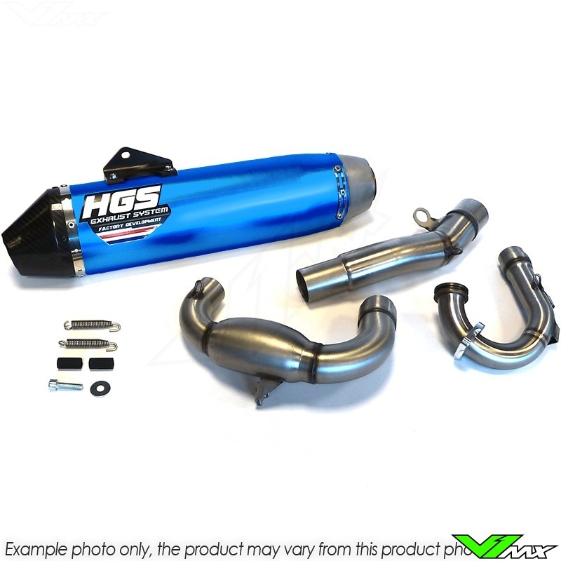 HGS Exhaust System Aluminium Blue Carbon - GasGas EC350F Husqvarna FE350 KTM 350EXC-F