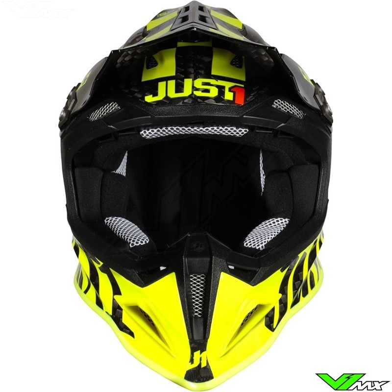 medio litro germen Medicina Forense Just1 J12 Motocross Helmet - Pro Racer / Fluo Yellow / Carbon