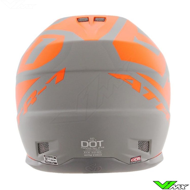 grey and orange motorcycle helmet