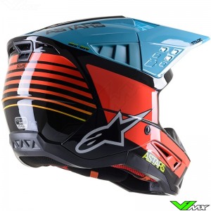 Alpinestars S-M5 Speed Crosshelm - Fluo Geel / Licht Blauw