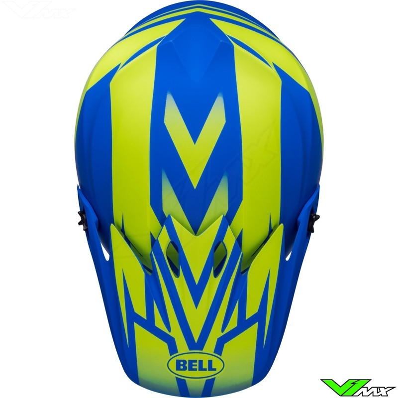 Bell MX-9 Disrupt Motocross Helmet - Blue / Fluo Yellow / Matte