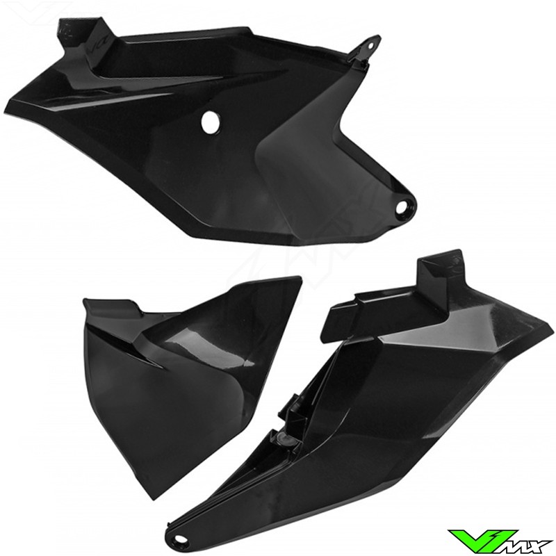 UFO Side Number Plates with Airbox Cover Black - GasGas MC85