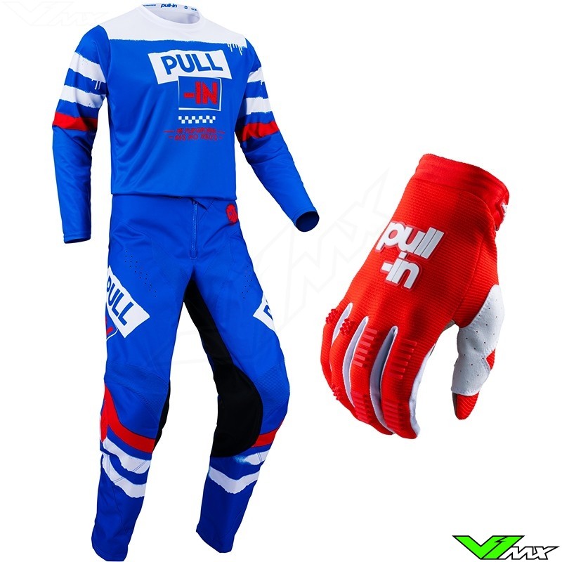 Pull In Challenger Trash Patriot 2023 Motocross Gear Combo Blue Red