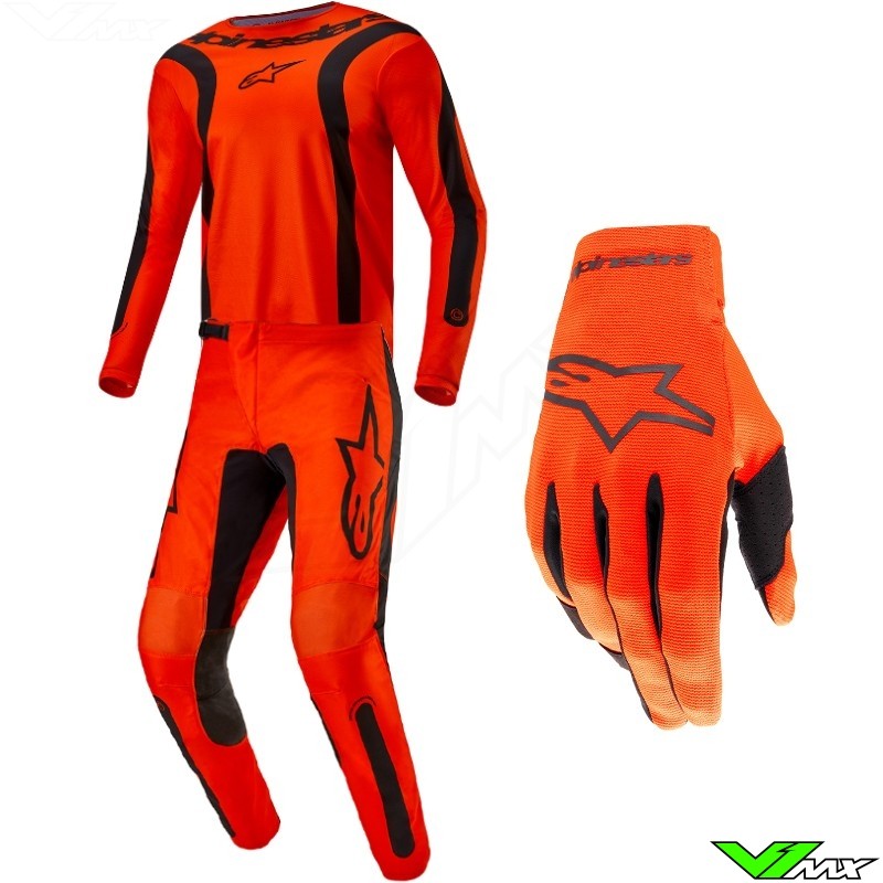 Completo Motocross Alpinestars TECHSTAR SEIN - Black Hot Orange - Offerta  Online