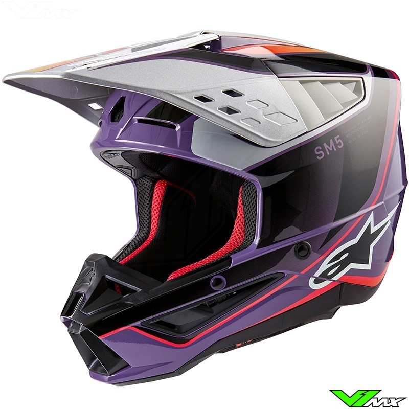 Alpinestars S-M5 Sail Crosshelm - Violet / Zwart / Zilver