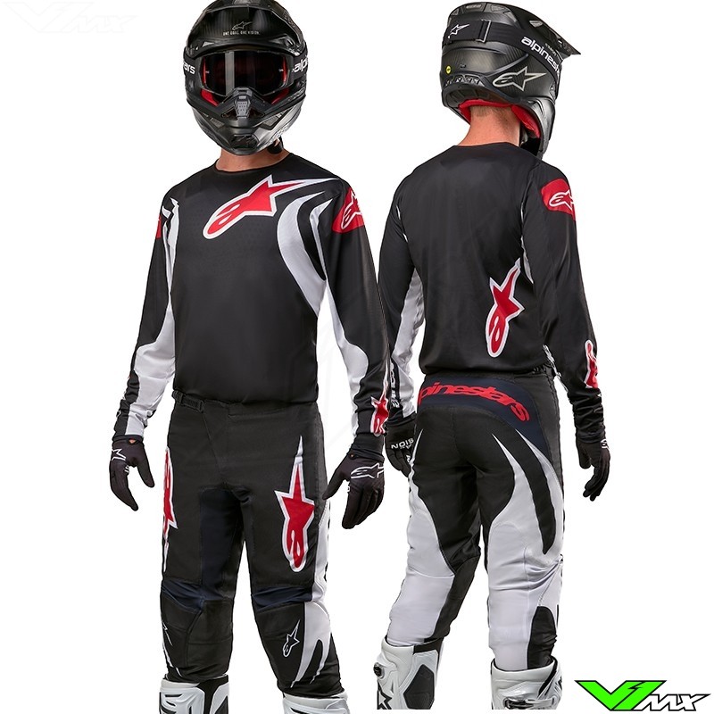 Alpinestars Fluid Lucent 2024 Motocross Gear Combo Black / White