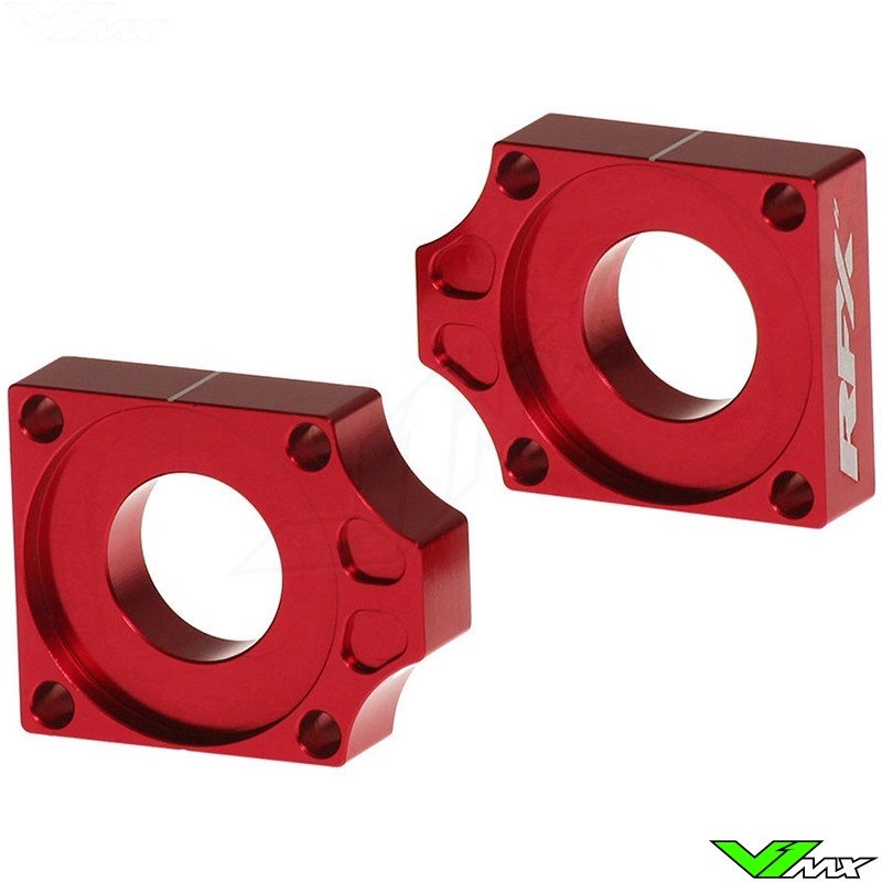 RFX Rear Axel Adjuster Blocks Red - GasGas MC65