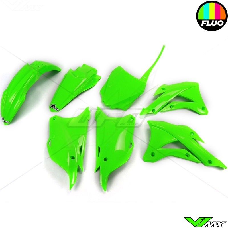 UFO Plastic Kit Fluo Green - Kawasaki KX85