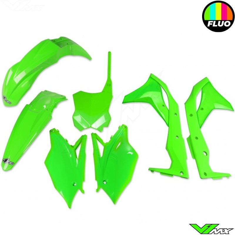 UFO Plastic Kit Fluo Green - Kawasaki KXF250