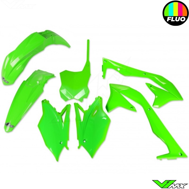 UFO Plastic Kit Fluo Green - Kawasaki KXF450