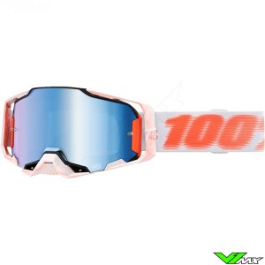 100% Armega Tubular Motocross Goggle - Mirror Blue Lens