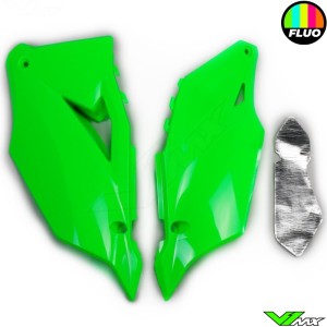 UFO Side Number Plates Fluo Green - Kawasaki KXF250 KXF450