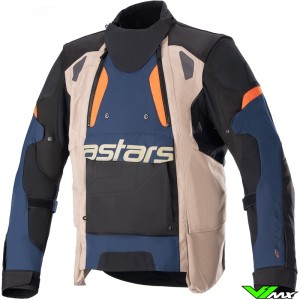 Alpinestars Halo Drystar Adventure Motorcycle Jacket - Dark Blue / Dark Khaki / Orange