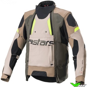 Alpinestars Halo Drystar Adventure Motorcycle Jacket - Dark Khaki / Sand / Fluo Yellow