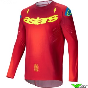 Alpinestars Supertech Maker 2025 Motocross Jersey - Bright Red / Fluo Yellow