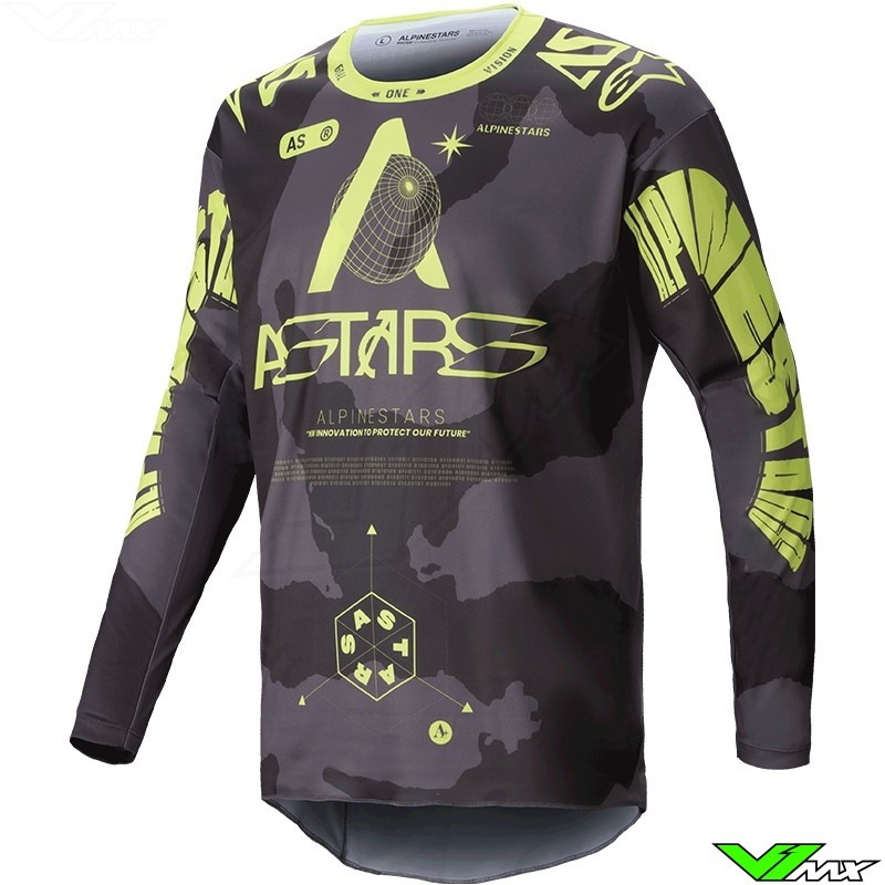 Alpinestars Racer Hollow 2025 Motocross Jersey - Dark Camo / Fluo Yellow