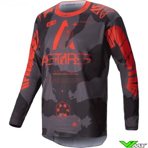 Alpinestars Racer Hollow 2025 Cross shirt - Grijs Camo / Fluo Oranje