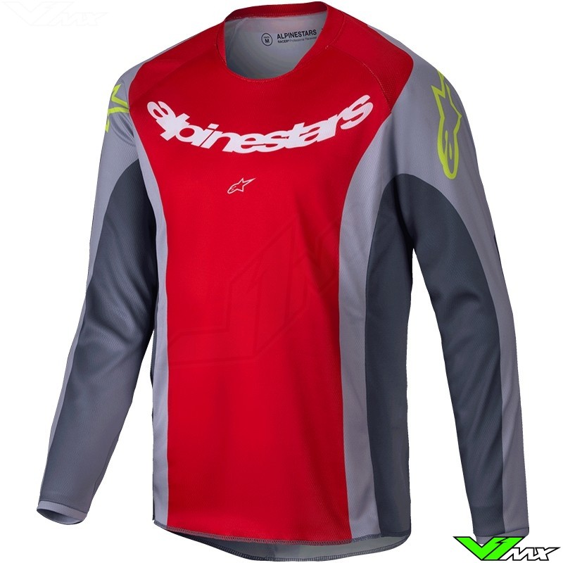 Alpinestars Racer Melt 2025 Kinder Cross shirt - Fel Rood / Grijs