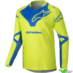 Alpinestars Racer Veil 2025 Kinder Cross shirt - Fluo Geel / Blauw