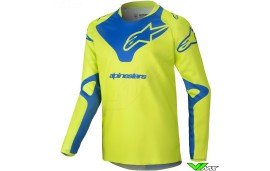 Alpinestars Racer Veil 2025 Kinder Cross shirt - Fluo Geel / Blauw