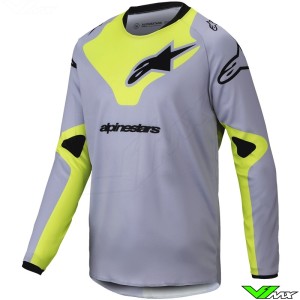 Alpinestars Racer Veil 2025 Youth Motocross Jersey - Grey / Fluo Yellow