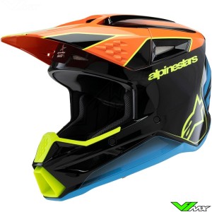 Alpinestars S-M3 Fray Youth Motocross Helmet - Black / Orange / Fluo Yellow