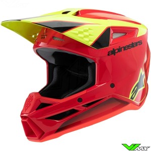Alpinestars S-M3 Fray Youth Motocross Helmet - Red / Fluo Yellow
