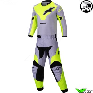 Alpinestars Racer Veil Mini 2025 Youth Motocross Gear Combo - Grey / Fluo Yellow