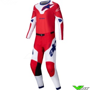 Alpinestars Racer Veil 2025 Motocross Gear Combo - Bright Red / White
