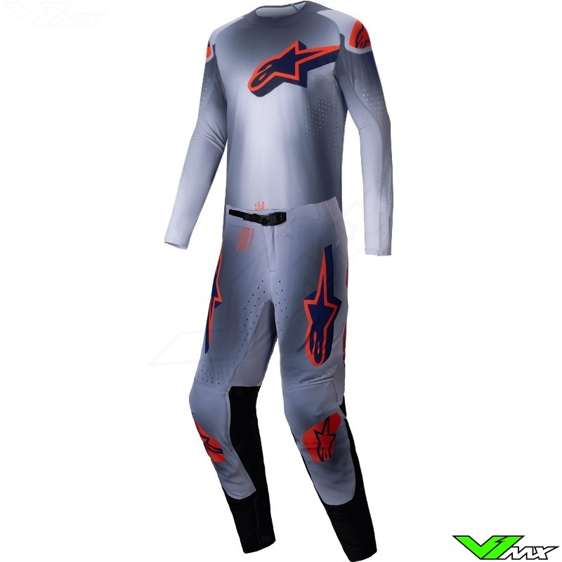 Alpinestars Supertech Lipan 2025 Motocross Gear Combo - Grey / Fluo Orange