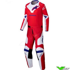 Alpinestars Racer Veil 2025 Youth Motocross Gear Combo - Bright Red / White