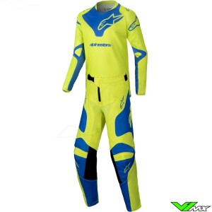Alpinestars Racer Veil 2025 Youth Motocross Gear Combo - Fluo Yellow / Blue