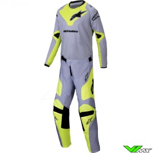 Alpinestars Racer Veil 2025 Youth Motocross Gear Combo - Grey / Fluo Yellow
