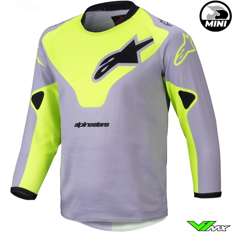 Alpinestars Racer Veil Mini 2025 Kinder Cross shirt - Grijs / Fluo Geel