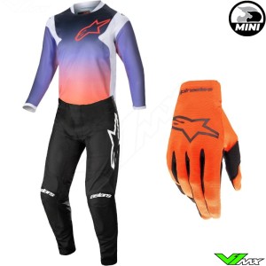 Alpinestars Racer Hoen Mini 2024 Youth Motocross Gear Combo - Black / Grey / Hot Orange