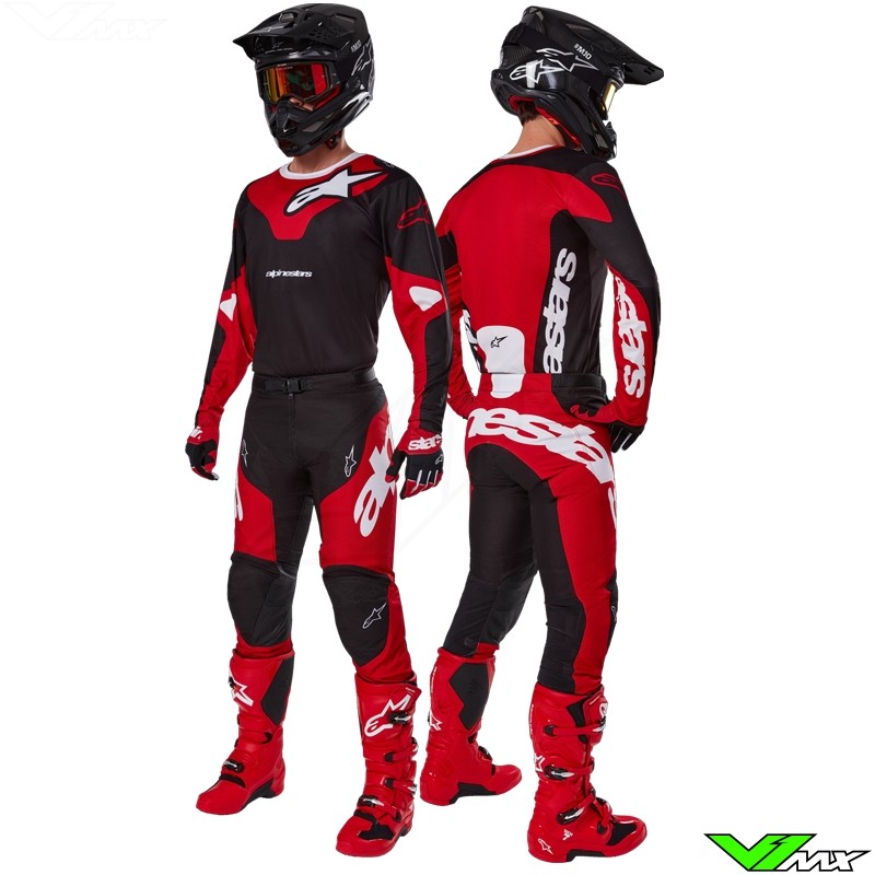 Alpinestars Racer Veil 2025 Motocross Gear Combo Black Bright Red