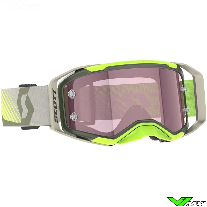 Scott Prospect 2.0 Motocross Goggle - Kaki Green / Neon Yellow / Amplifier Rose Lens