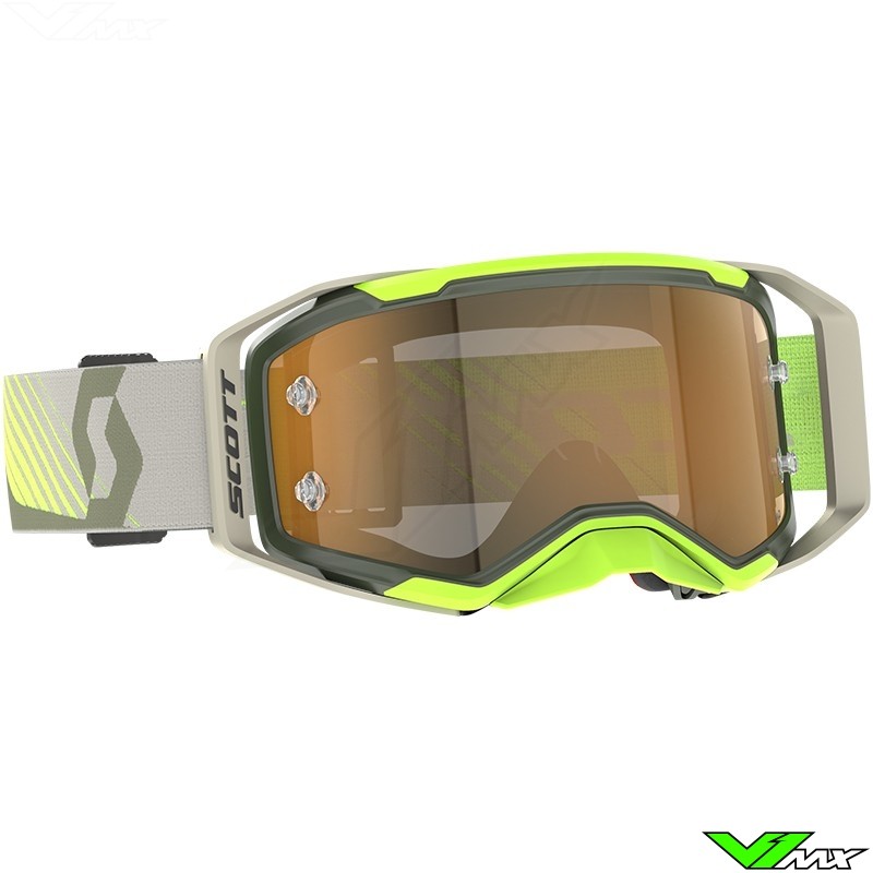 Scott Prospect 2.0 AMP Motocross Goggle - Kaki Green / Neon Yellow / Amplifier Gold Lens